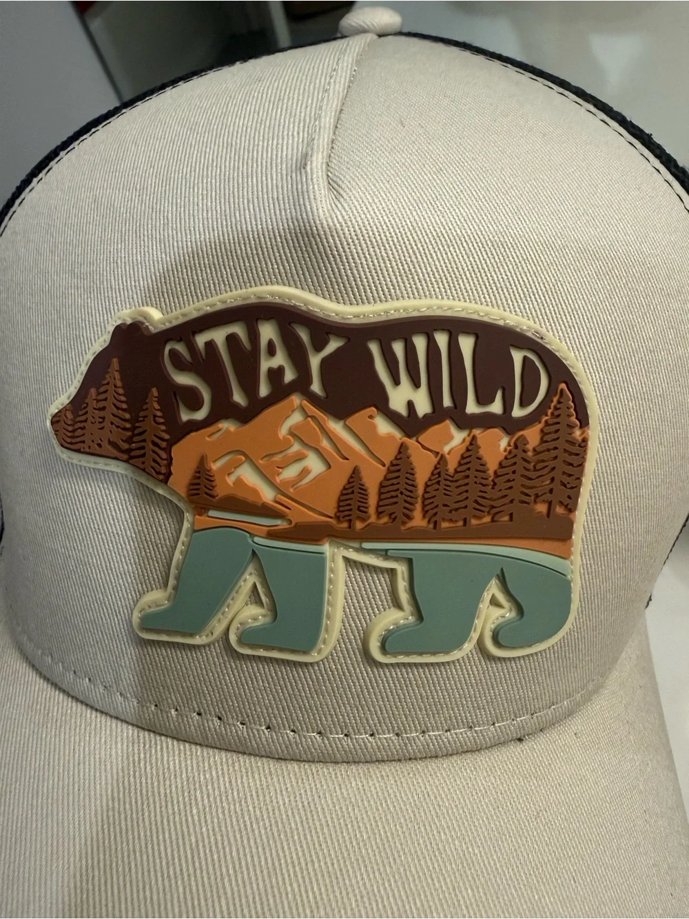 Stay Wild Beige and Black Trucker Hat